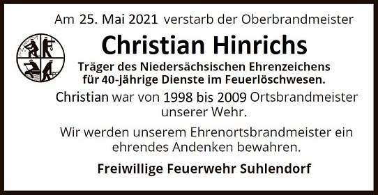 In Gedenken an Christian Hinrichs